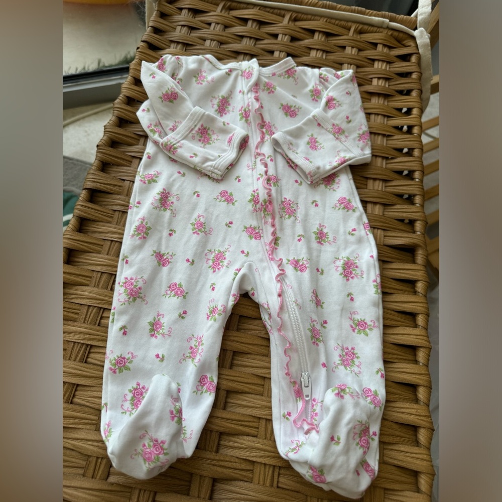 Kissy Kissy Floral Baby Onesie with Pink Accents